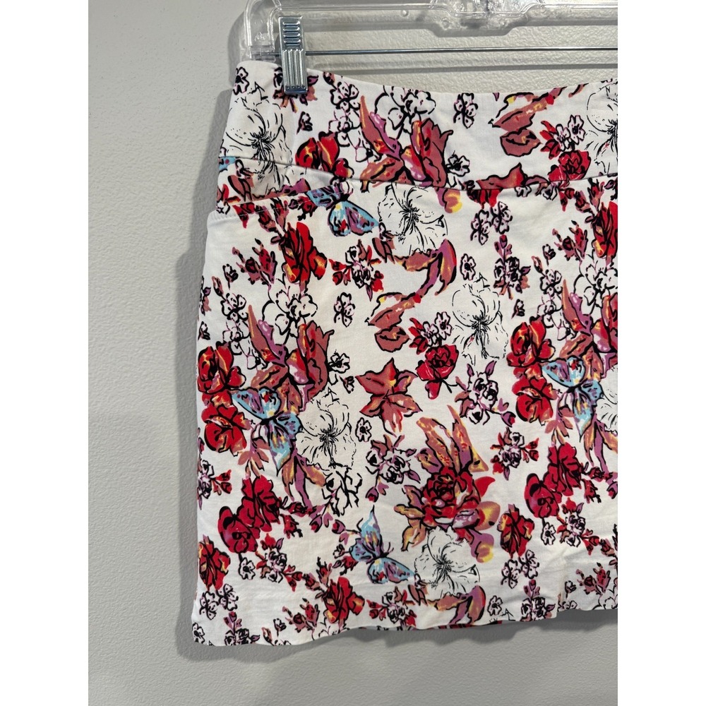 Swing Control Skirt Women's Size 10 White Red Floral Rayon Stretch High‎ Waisted - Picture 6 of 10